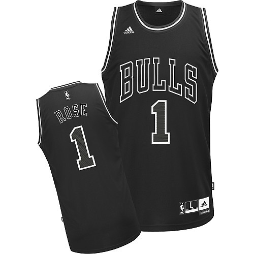 Men NBA Chicago Bulls #1 Rose black Game Nike Jerseys style 4